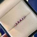 5A Red Sapphire Row Ring – S925 Silver, Platinum‑Plated Stacking Band