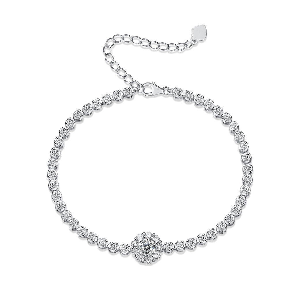 Bridge of Magpies S925 Moissanite Silver Bracelet – Elegant Diamond‑Cut Finish