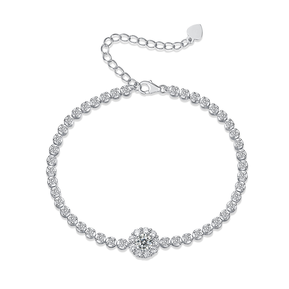 Bridge of Magpies S925 Moissanite Silver Bracelet – Elegant Diamond‑Cut Finish