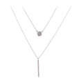 925 Sterling Silver Double‑Chain Zircon Pendant Necklace