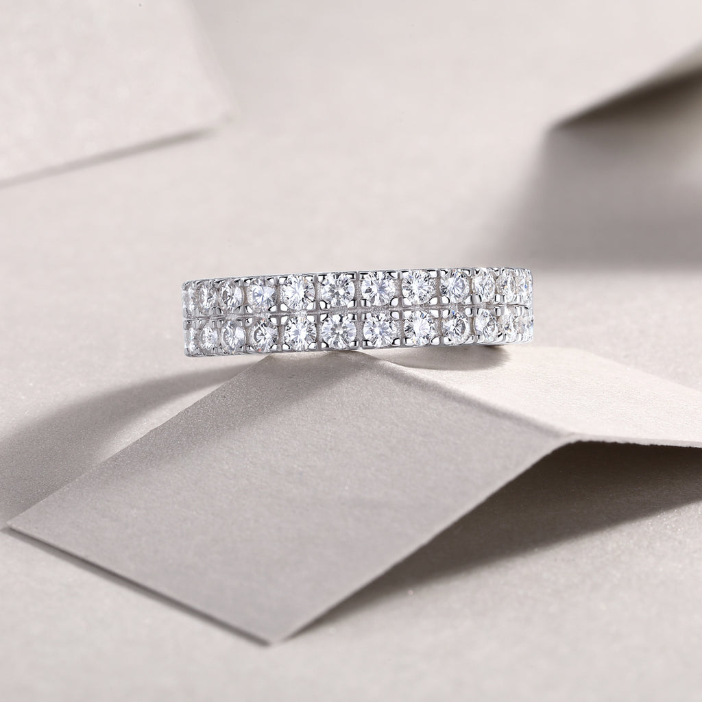 1Multi-row Diamond Ring Luxury Fashion Set Moissanite Silver Ring