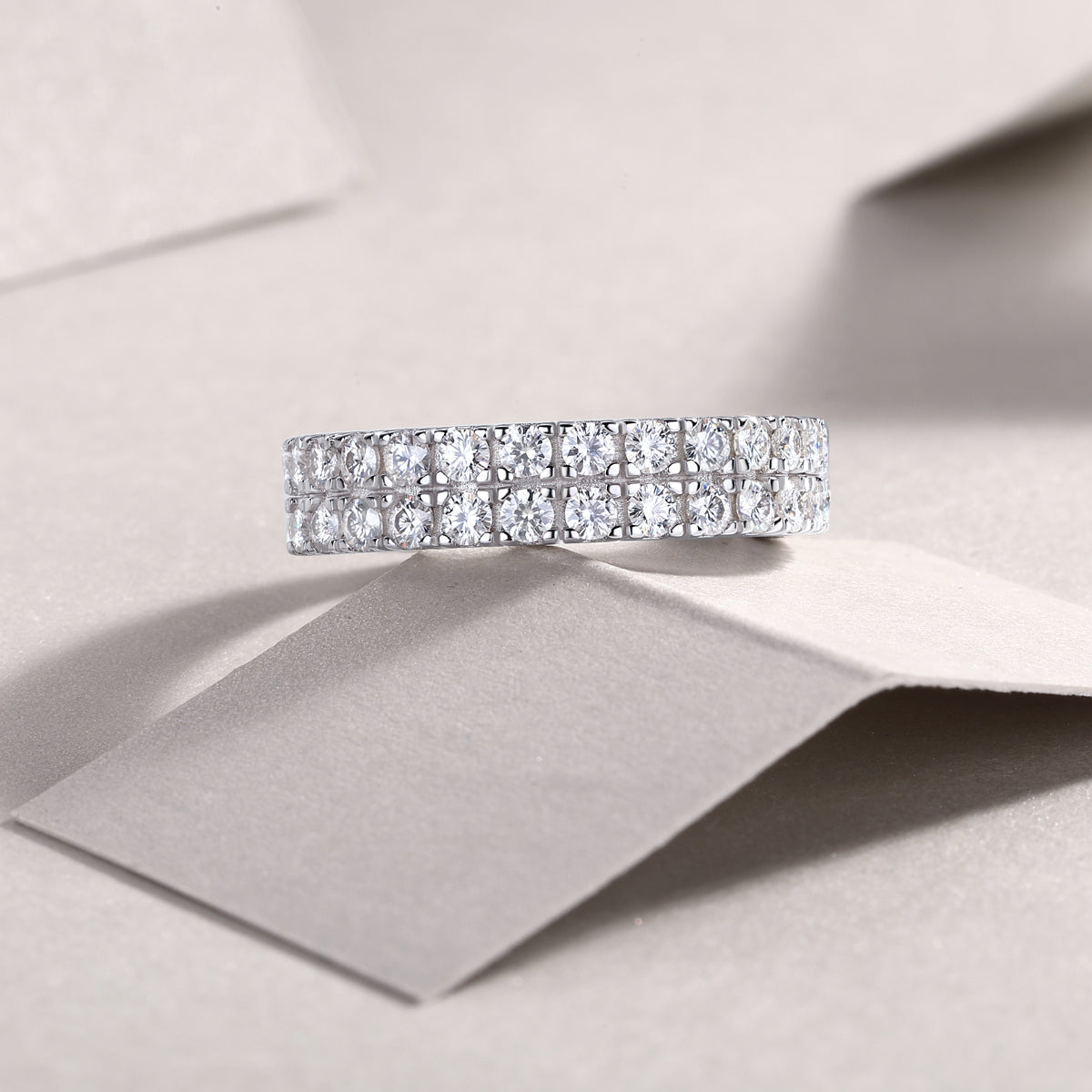 1Multi-row Diamond Ring Luxury Fashion Set Moissanite Silver Ring