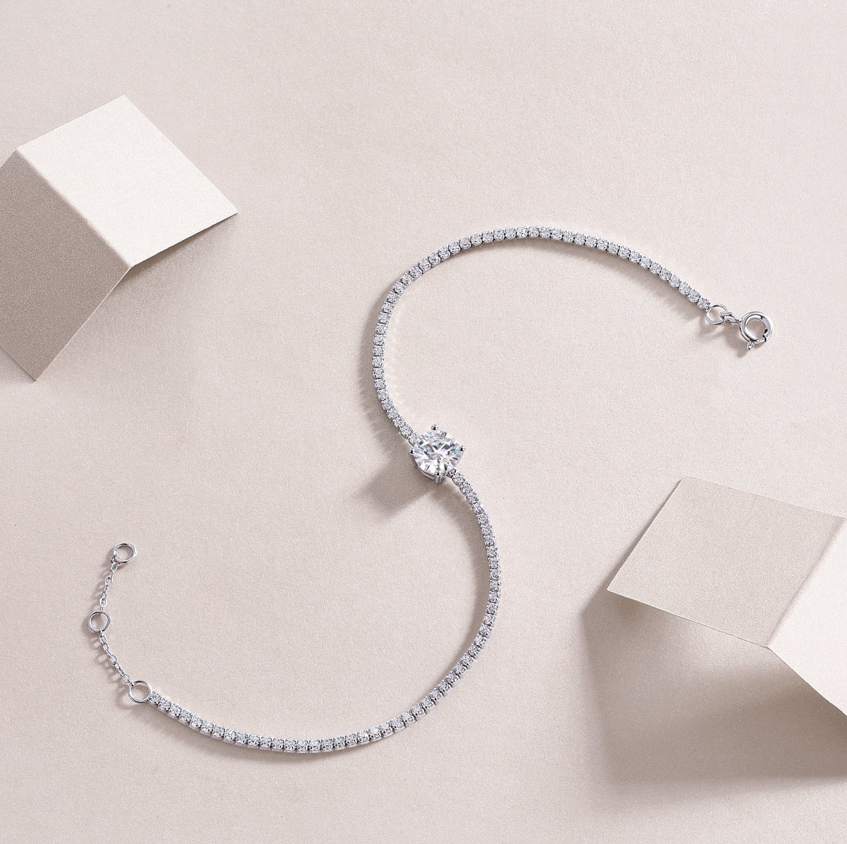 Dawn S925 Moissanite Silver Bracelet – Luxury Diamond‑Cut Shine