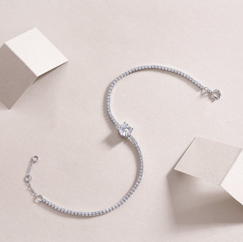 Dawn S925 Moissanite Silver Bracelet – Luxury Diamond‑Cut Shine
