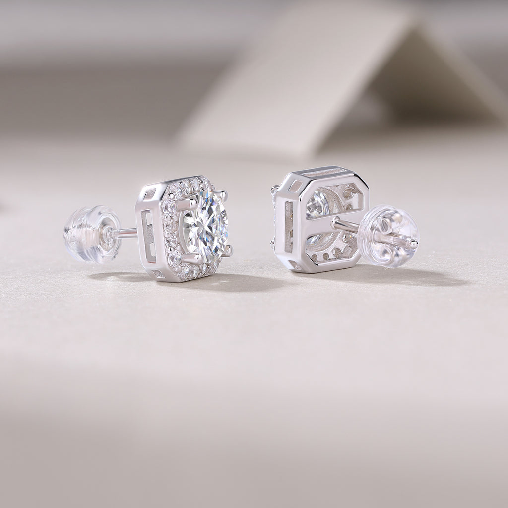 Heart Rose – S925 Moissanite Earrings & Stud Set (Platinum‑Plated)