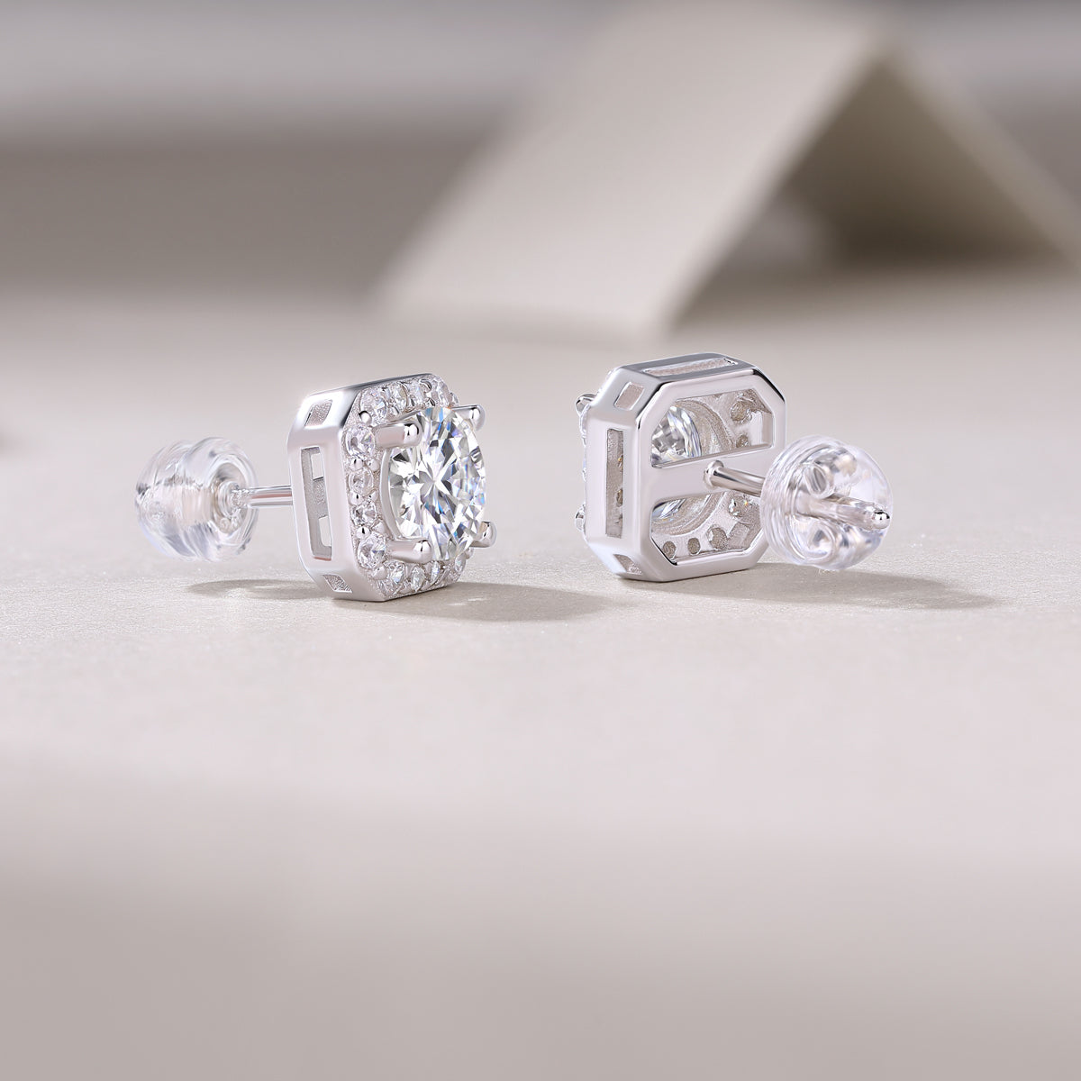 Heart Rose – S925 Moissanite Earrings & Stud Set (Platinum‑Plated)