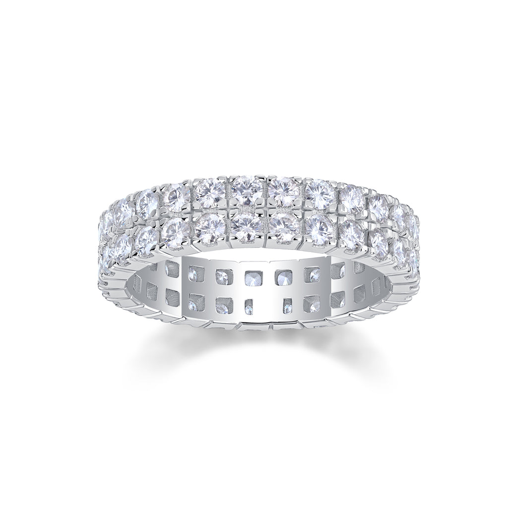 1Multi-row Diamond Ring Luxury Fashion Set Moissanite Silver Ring