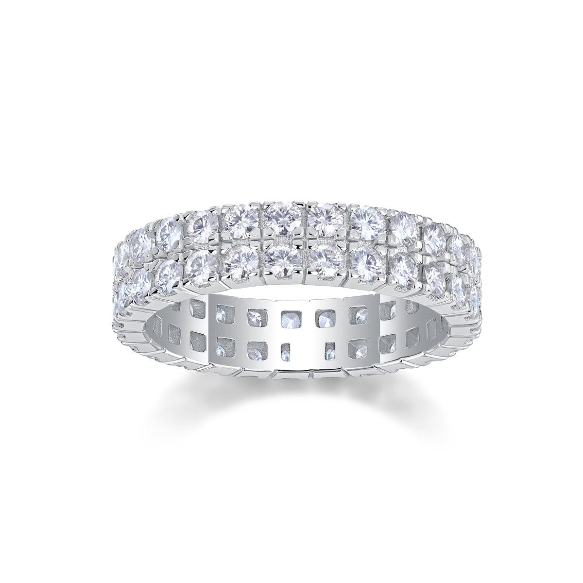 1Multi-row Diamond Ring Luxury Fashion Set Moissanite Silver Ring