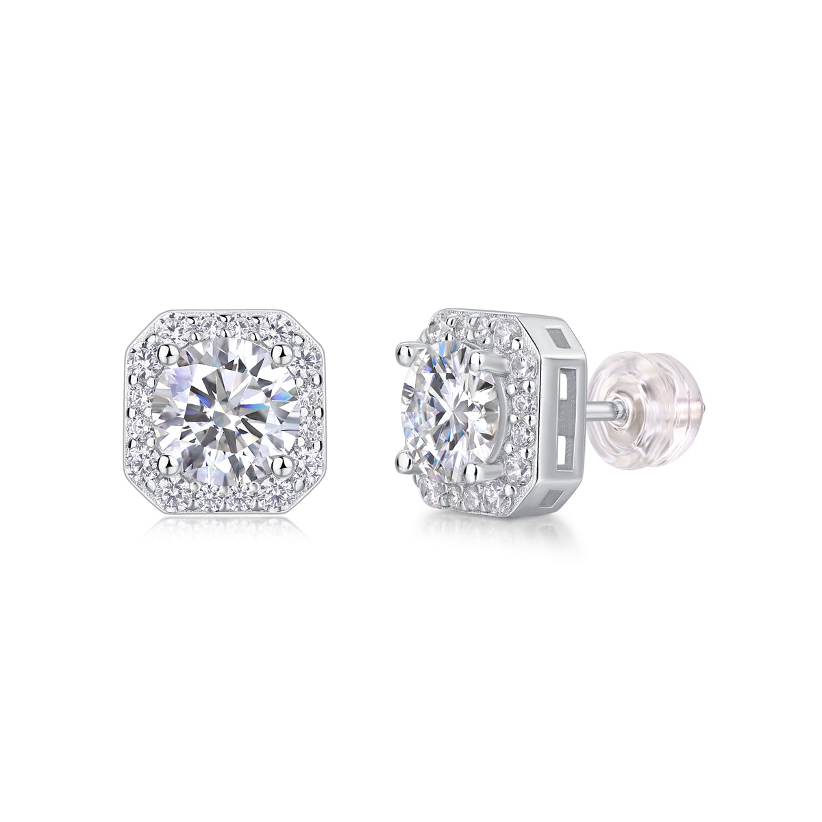 Heart Rose – S925 Moissanite Earrings & Stud Set (Platinum‑Plated)