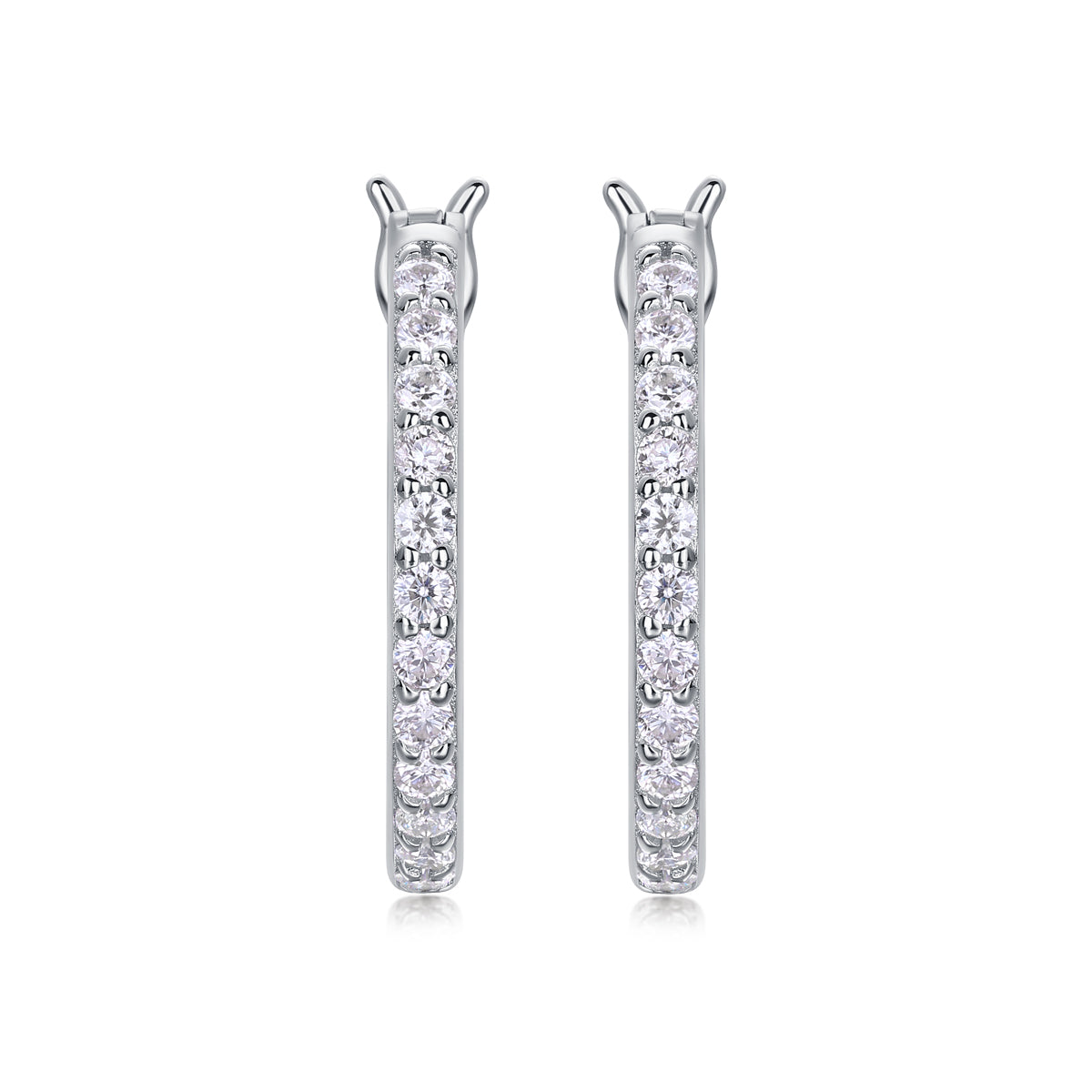 Streamer Moissanite S925 Sterling Silver Earrings – Luxury Diamond‑Cut Stud Set