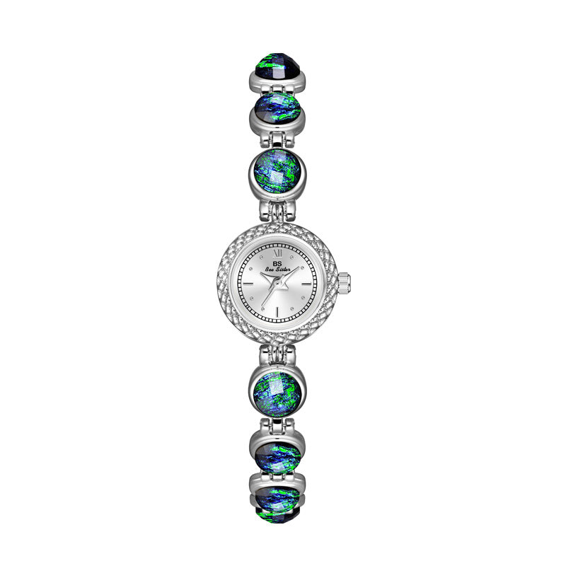 National Style Mid-Ancient Light Luxury Malachite Bracelet Watch