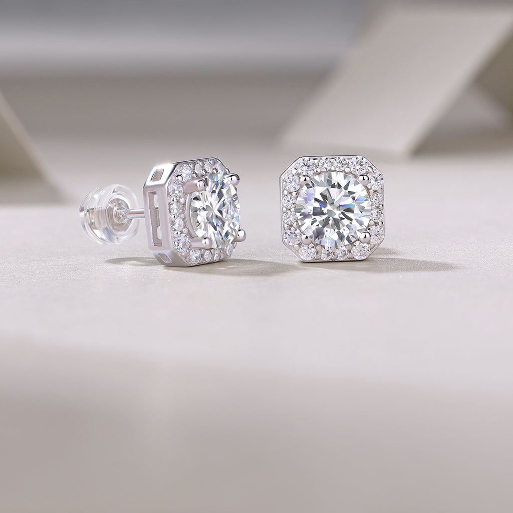 Heart Rose – S925 Moissanite Earrings & Stud Set (Platinum‑Plated)