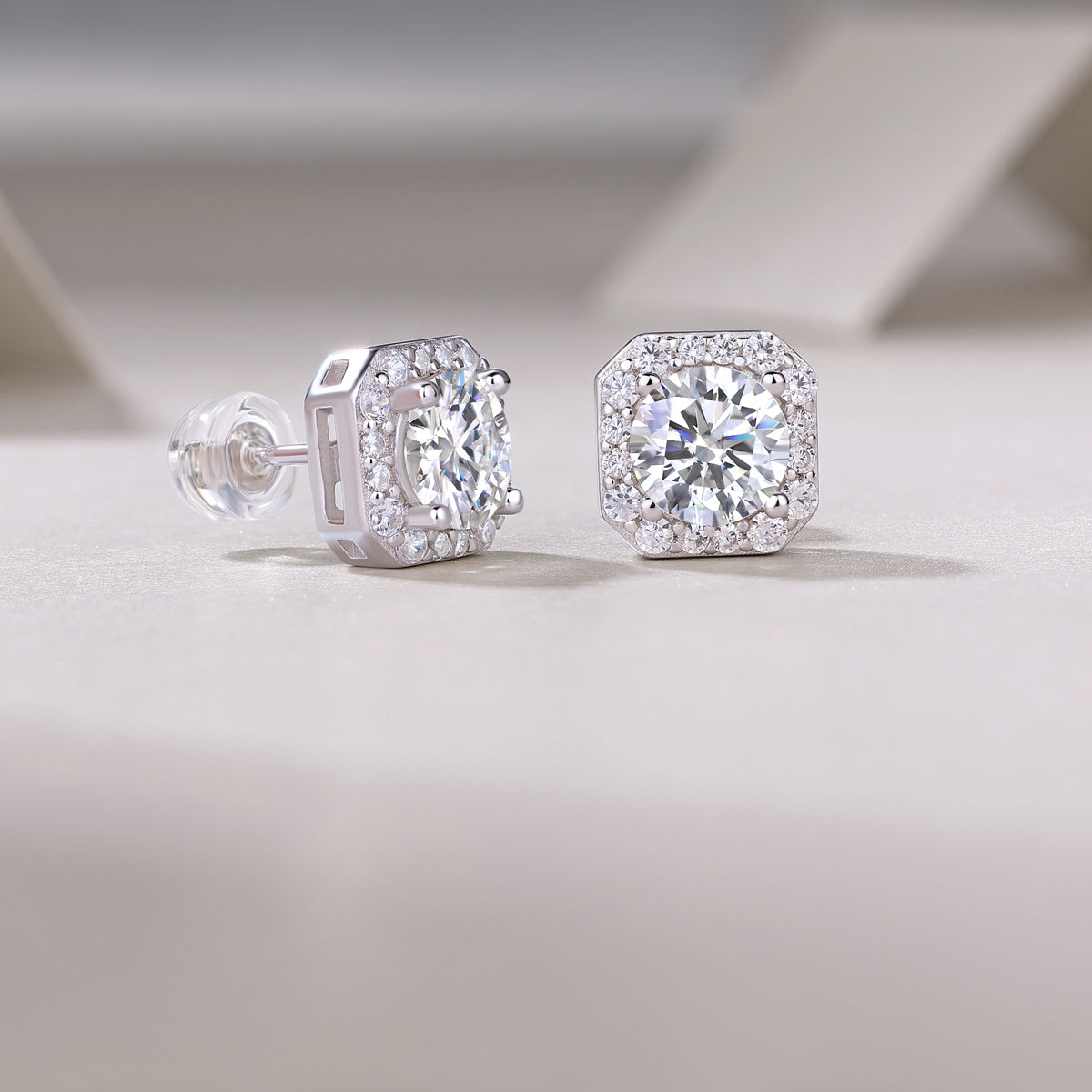 Heart Rose – S925 Moissanite Earrings & Stud Set (Platinum‑Plated)
