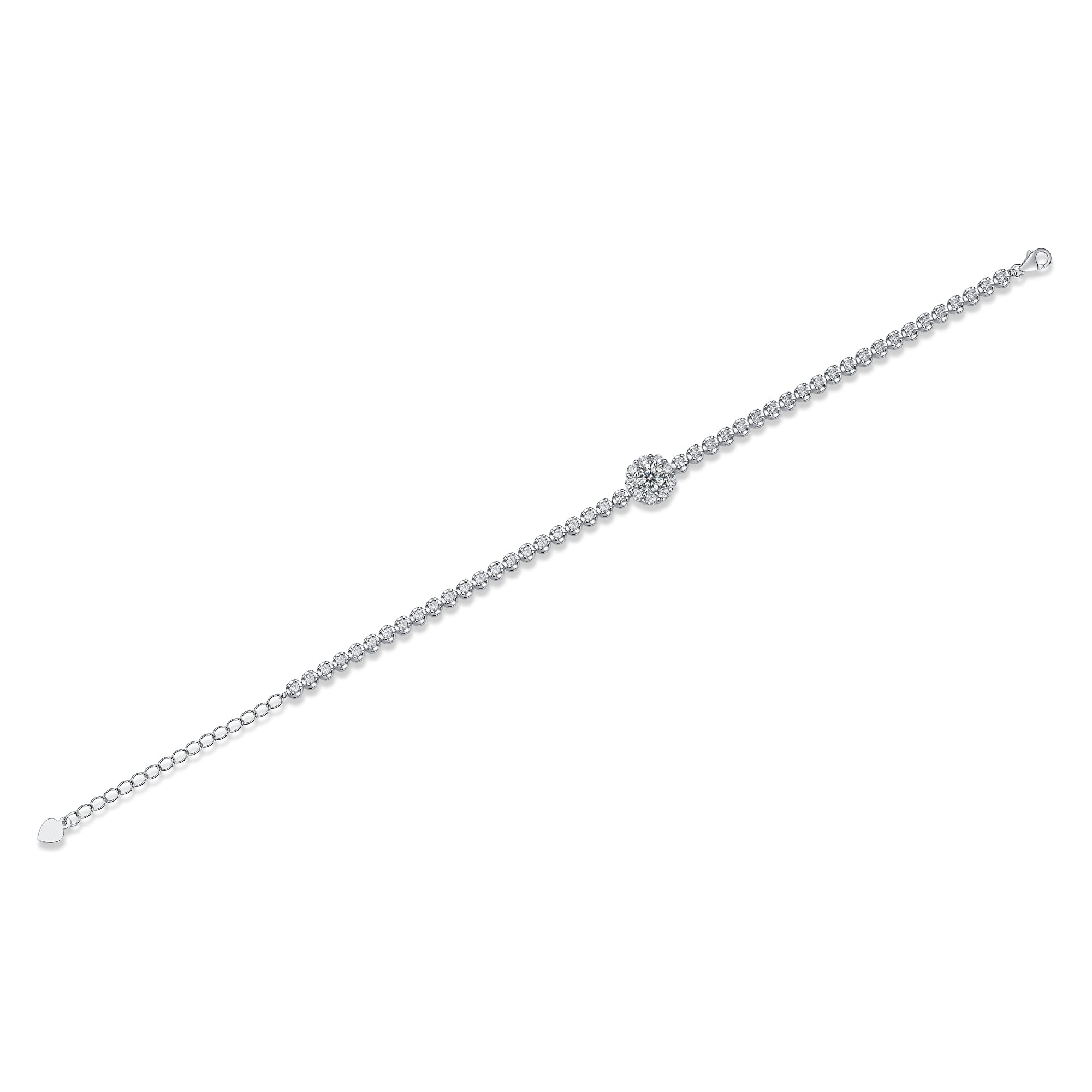 Bridge of Magpies S925 Moissanite Silver Bracelet – Elegant Diamond‑Cut Finish