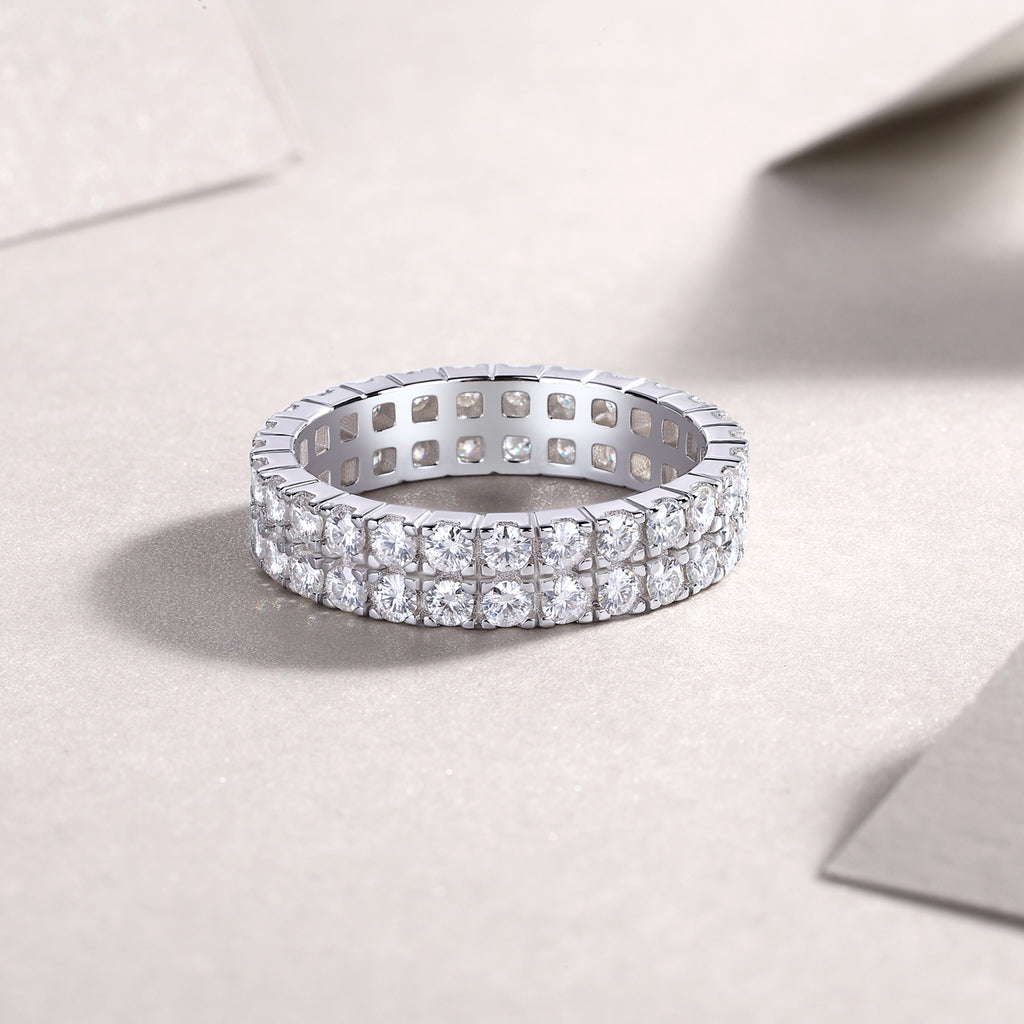 1Multi-row Diamond Ring Luxury Fashion Set Moissanite Silver Ring