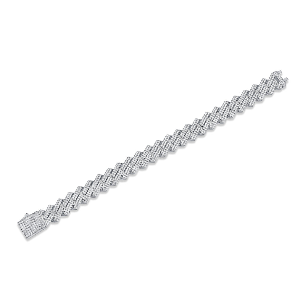 Keel S925 Moissanite Silver Bracelet – Luxury Diamond‑Cut Finish