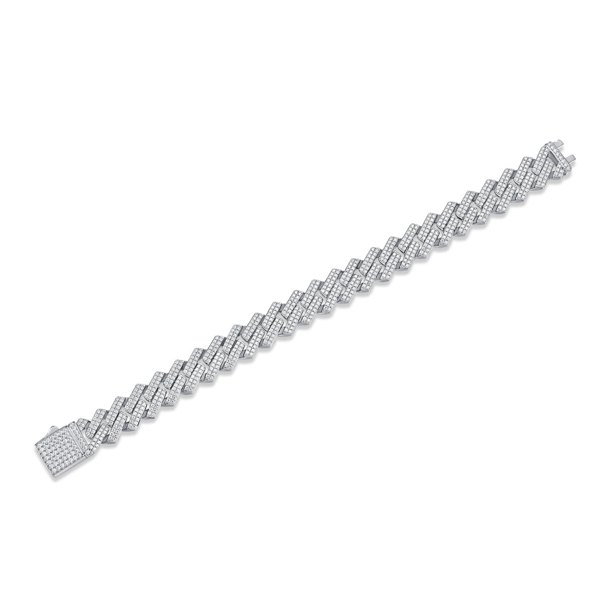 Keel S925 Moissanite Silver Bracelet – Luxury Diamond‑Cut Finish