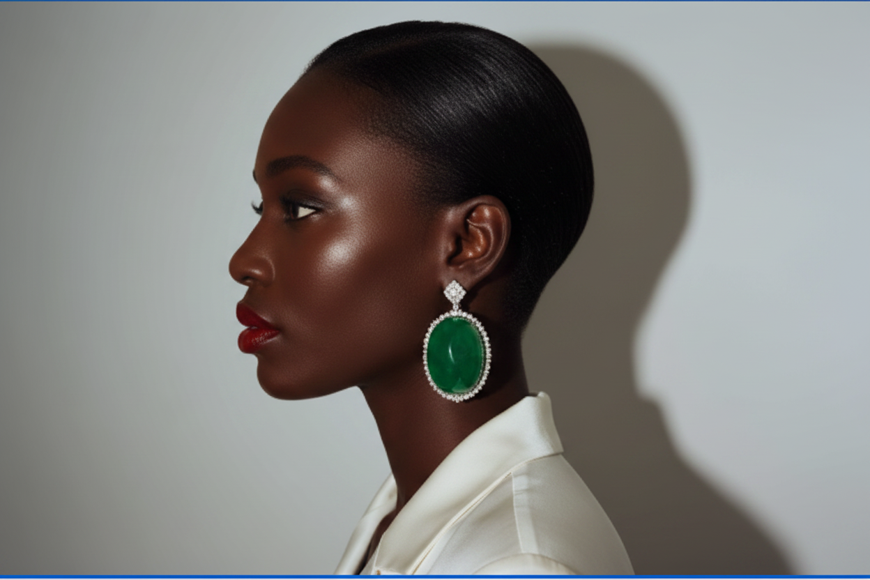 Black woman side profile with statement earrings