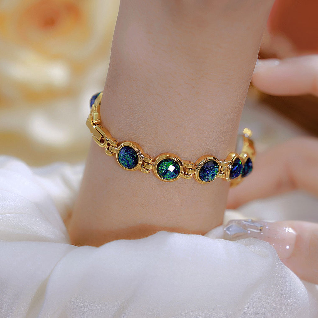 National Style Mid-Ancient Light Luxury Malachite Bracelet Watch
