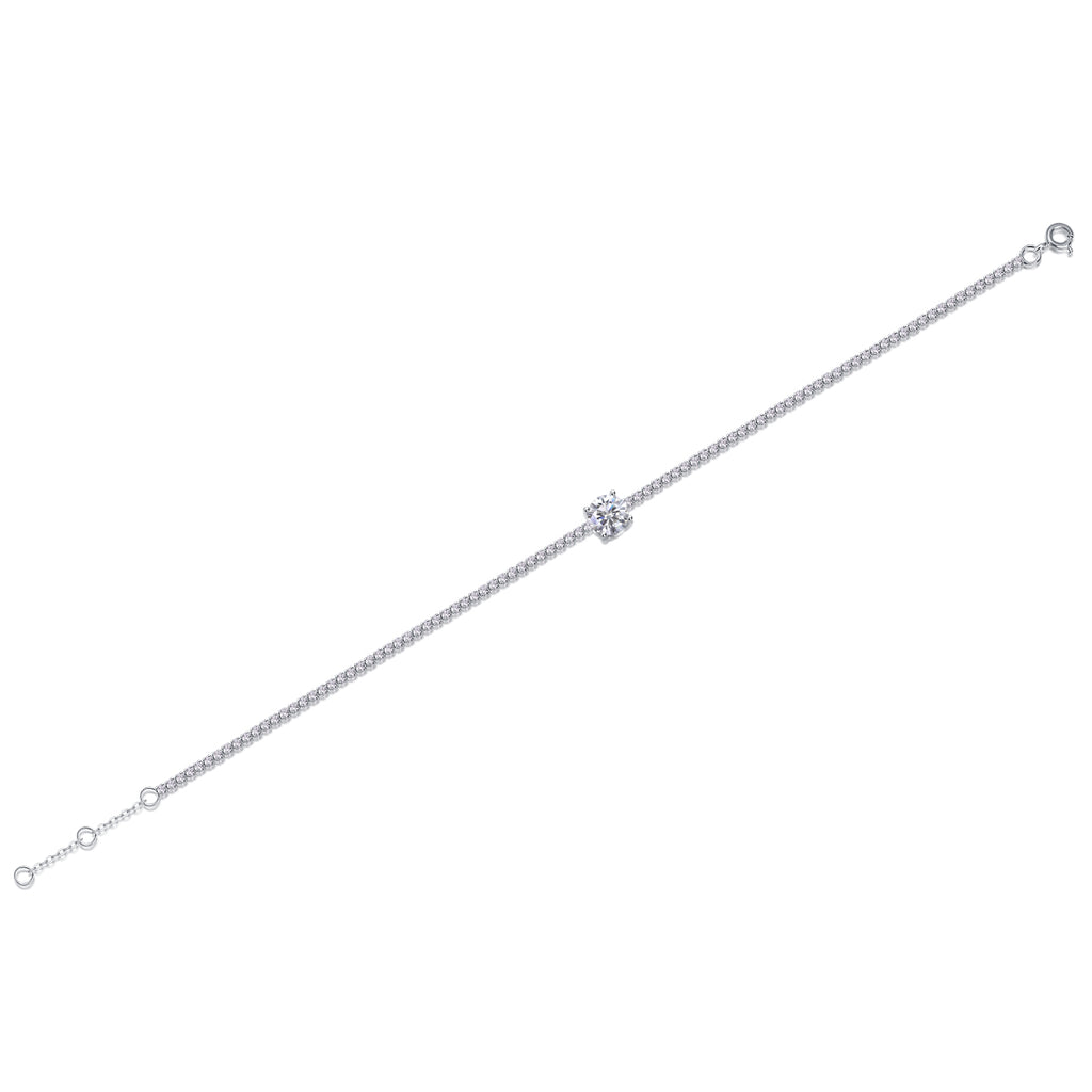 Dawn S925 Moissanite Silver Bracelet – Luxury Diamond‑Cut Shine