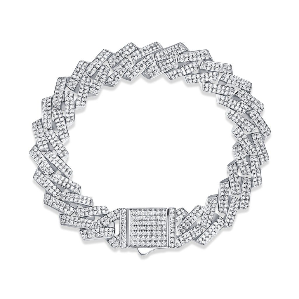 Keel S925 Moissanite Silver Bracelet – Luxury Diamond‑Cut Finish