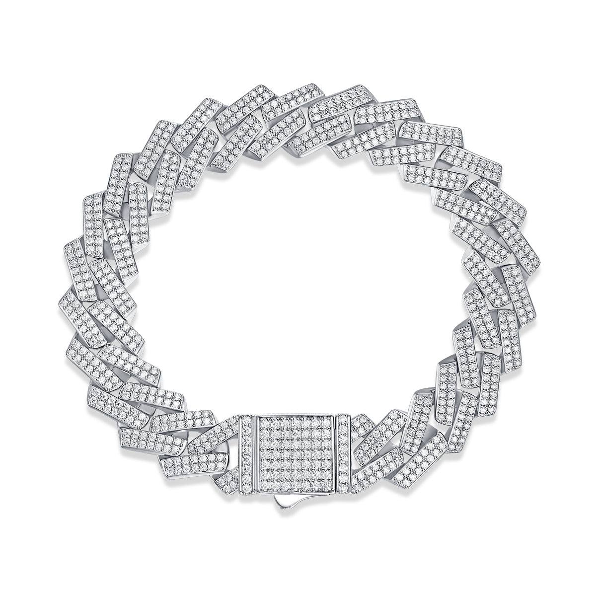 Keel S925 Moissanite Silver Bracelet – Luxury Diamond‑Cut Finish