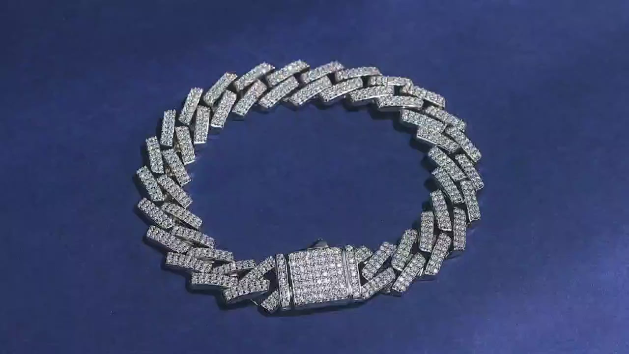 Keel S925 Moissanite Silver Bracelet – Luxury Diamond‑Cut Finish